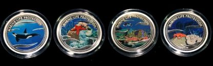 Lot von 4 Palau Farbmünzen 5 Dollars Silber 2003 - Set of 4 Palau Color Coins 5$ Silver - Marine Life Protection