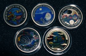 Farbmünzen Sammlermünzen Meeresschutz Palau 1$ Münzen Color coins Collectibles Marine Life Protection Palau 1$ Coins