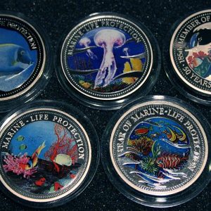 2007 2001 1995 1994 1992 Color coins Collectibles Marine Life Protection Palau 1$ Coins Farbmünzen Meeresschutz Palau 1$ Münzen