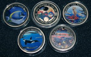 2007 1995 2003 1993 Color coins Collectibles Marine Life Protection Palau 1$ Coins Farbmünzen Meeresschutz Palau 1$ Münzen