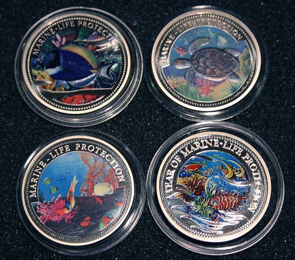 2002 Marine Life Protection Palau 1 Dollar Color Coin Meerjungfrau - Doktorfisch - Mermaid - Blue Surgeon Fish