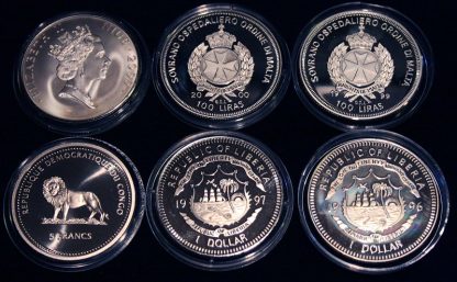 Set of 6 Color Coins Marine Life Protection - Lot von 6 Farbmünzen, Niue, Malta, Congo & Liberia