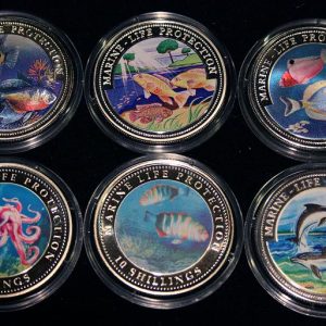 Liberia & Somali Set of 6 Color Coins Marine Life Protection - Lot von 6 Farbmünzen